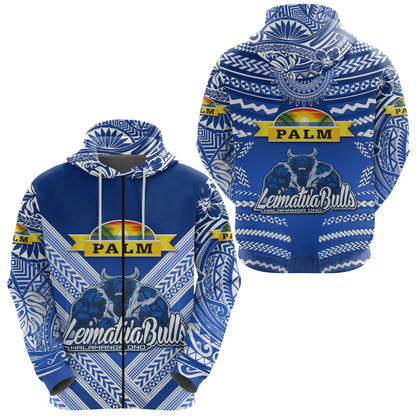 Mate Ma'a Tonga Zip Hoodie Leimatu'a Bulls Creative Style Blue