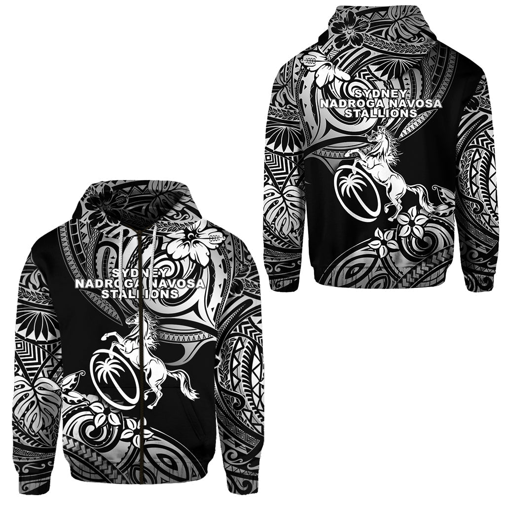 Fiji Rugby Zip Hoodie Sydney Nadroga Navosa Stallions Unique Vibes Black