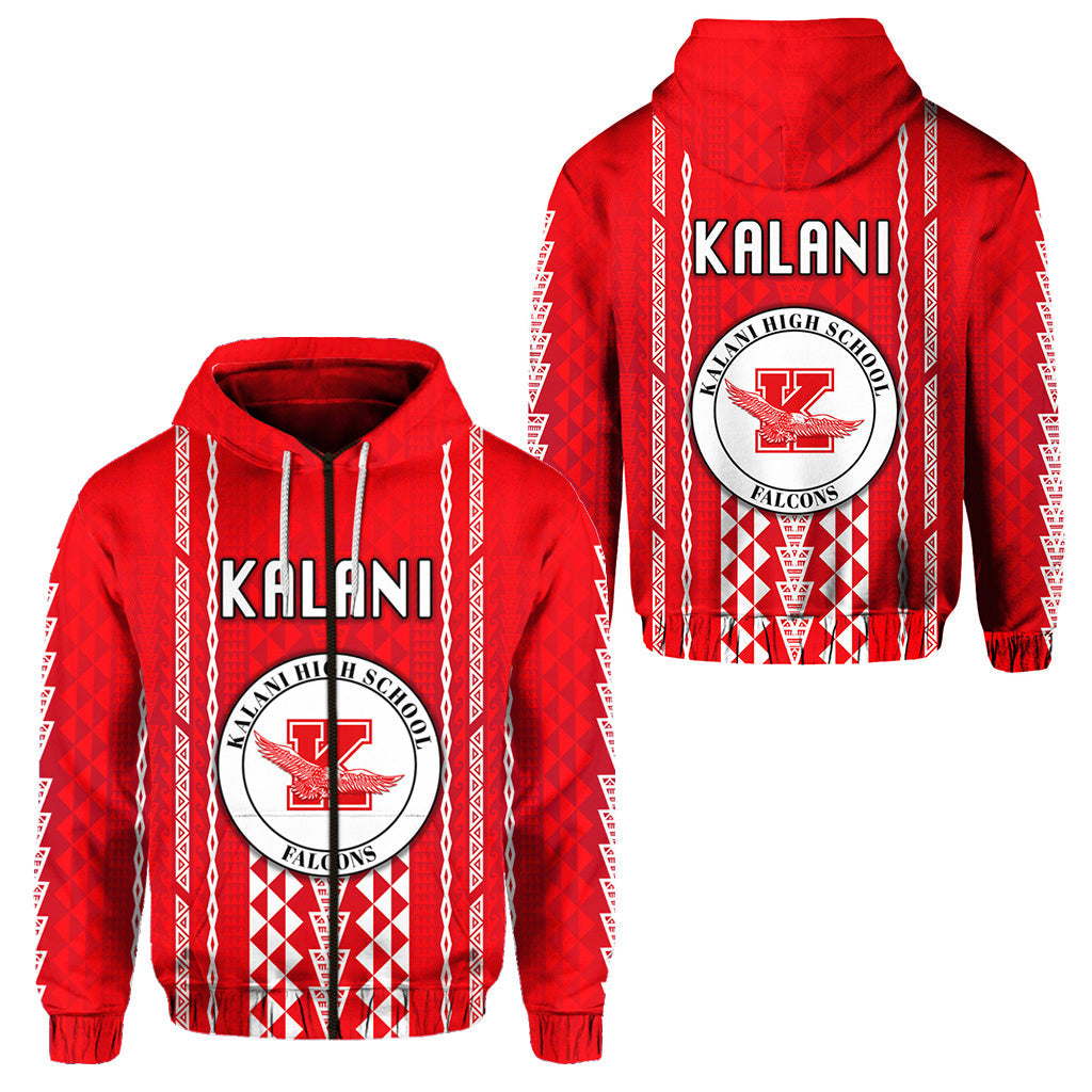 Hawaii Kalani High School Zip Hoodie Falcons Simple Style