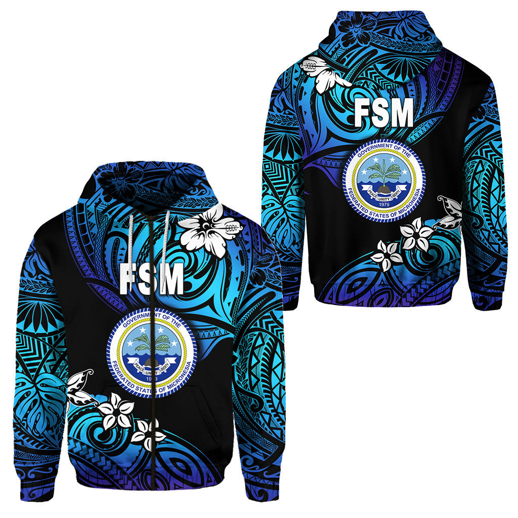 Federated States of Micronesia Zip Hoodie Unique Vibes Blue