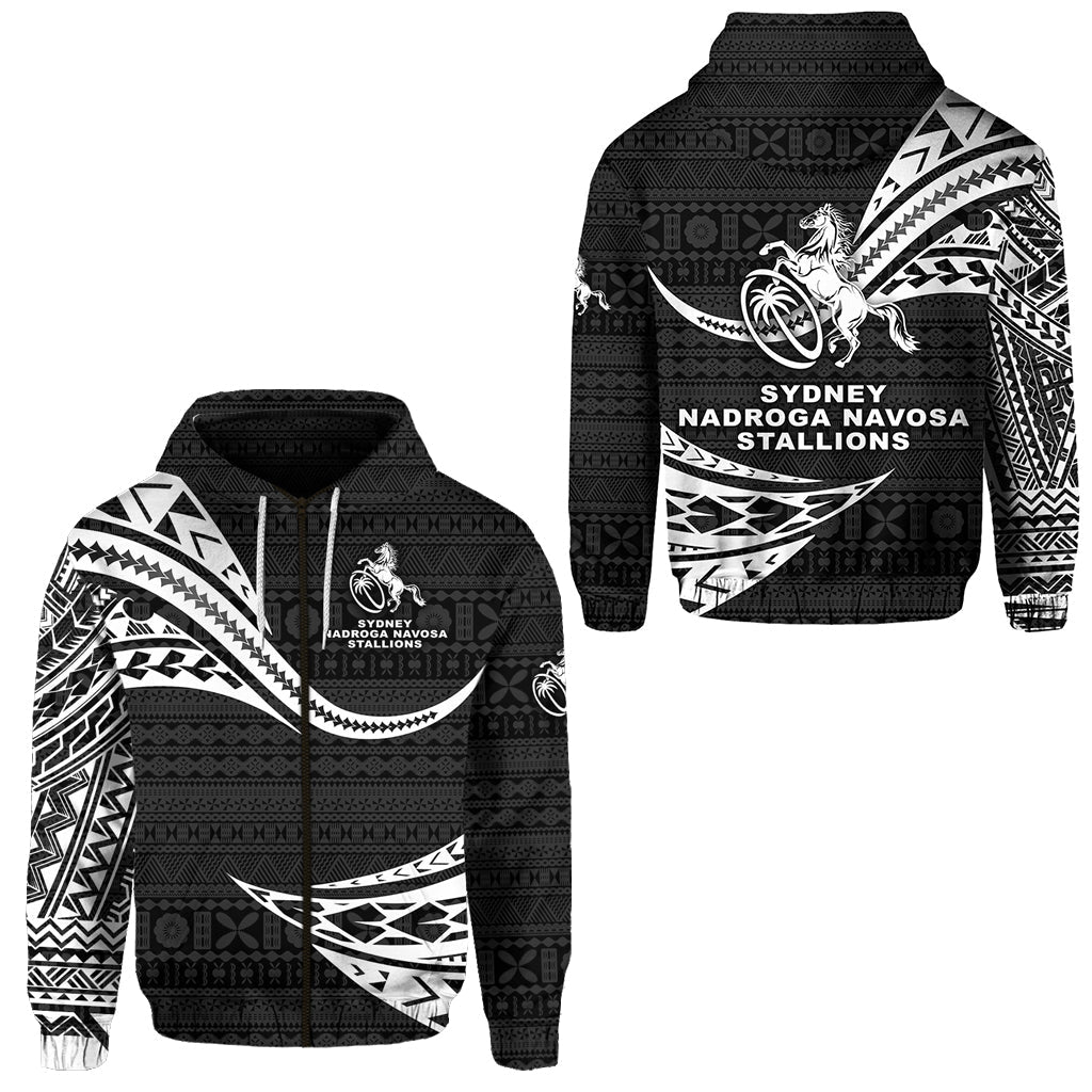 Fiji Rugby Zip Hoodie Sydney Nadroga Navosa Stallions Unique Version Black