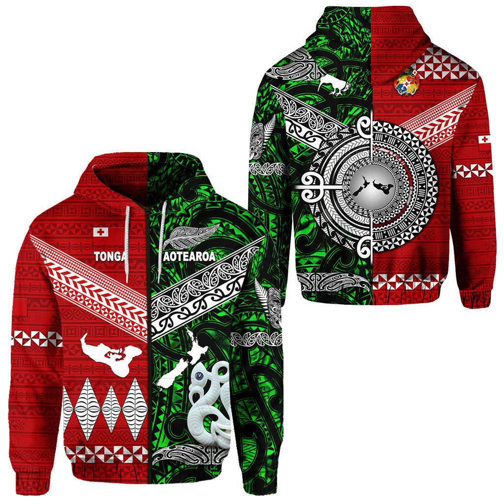 New Zealand Maori Aotearoa Tonga Polynesian Together Zip Hoodie Green