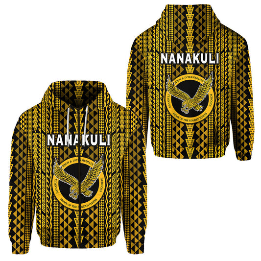 Hawaii Nanakuli School Zip Hoodie Golden Hawks Simple Style