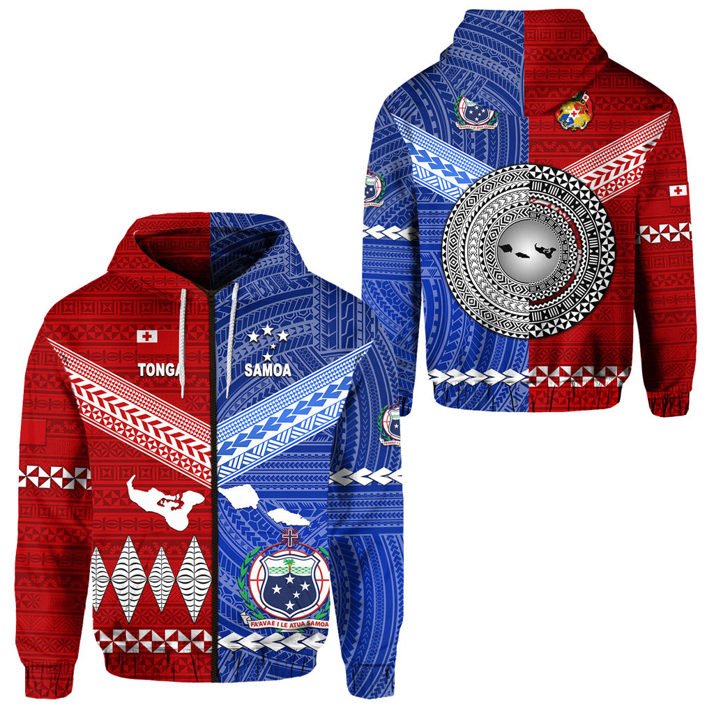 Tonga And Samoa Together Zip Hoodie Unique Style
