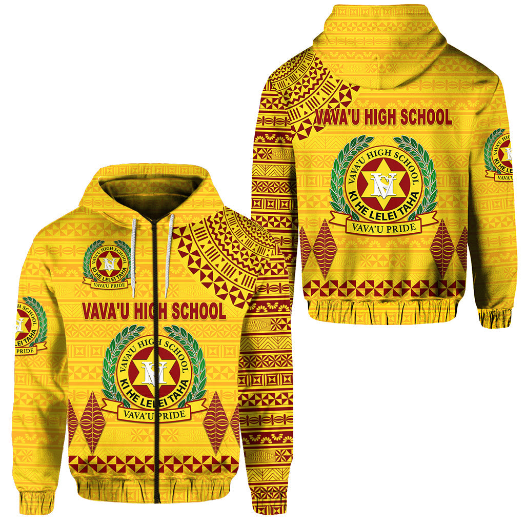 Tonga Vava'u High School Zip Hoodie Simple Style Yellow