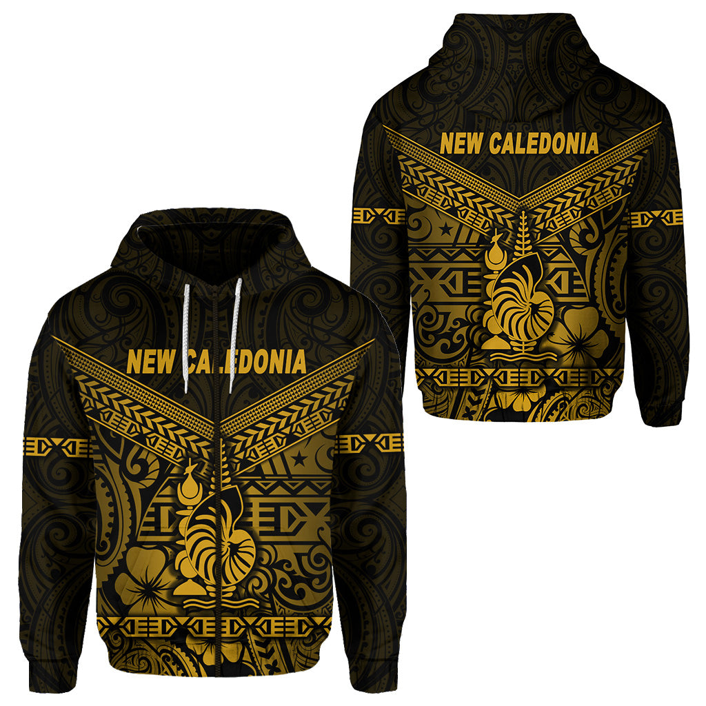 New Caledonia Zip Hoodie Simple Style Gold