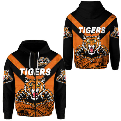 Papua New Guinea Lae Snax Tigers Zip Hoodie Rugby Original Style Orange