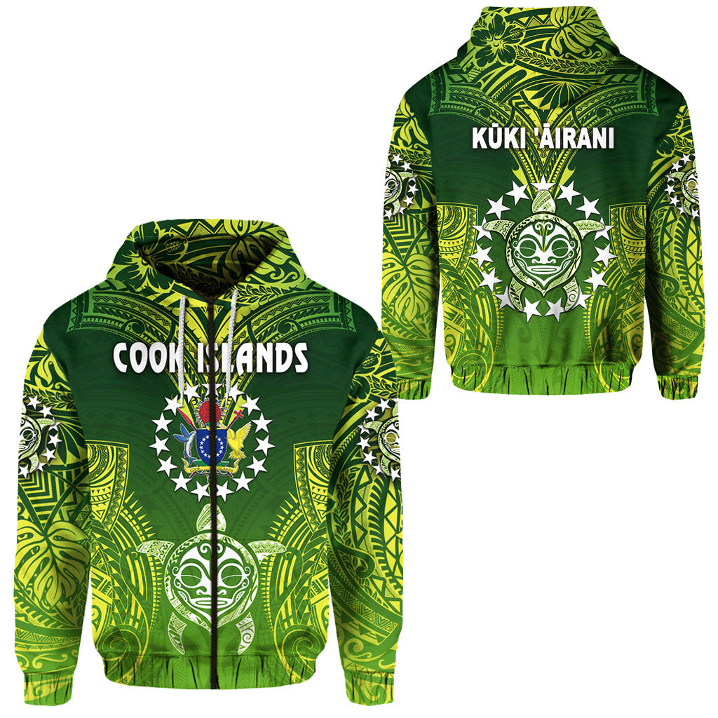 Cook Islands Zip Hoodie Happy Independence Anniversary