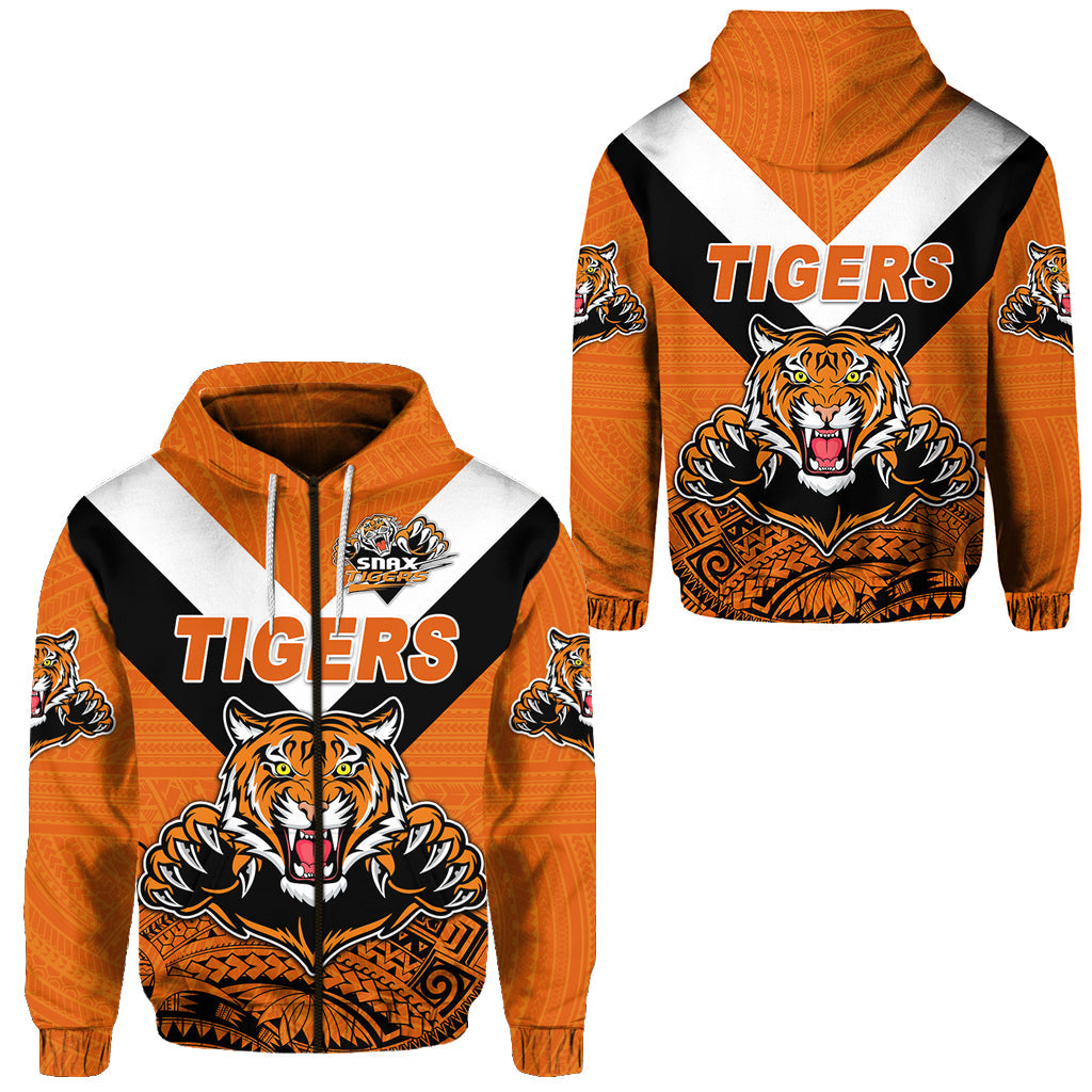 Papua New Guinea Lae Snax Tigers Zip Hoodie Rugby Simple Style Orange