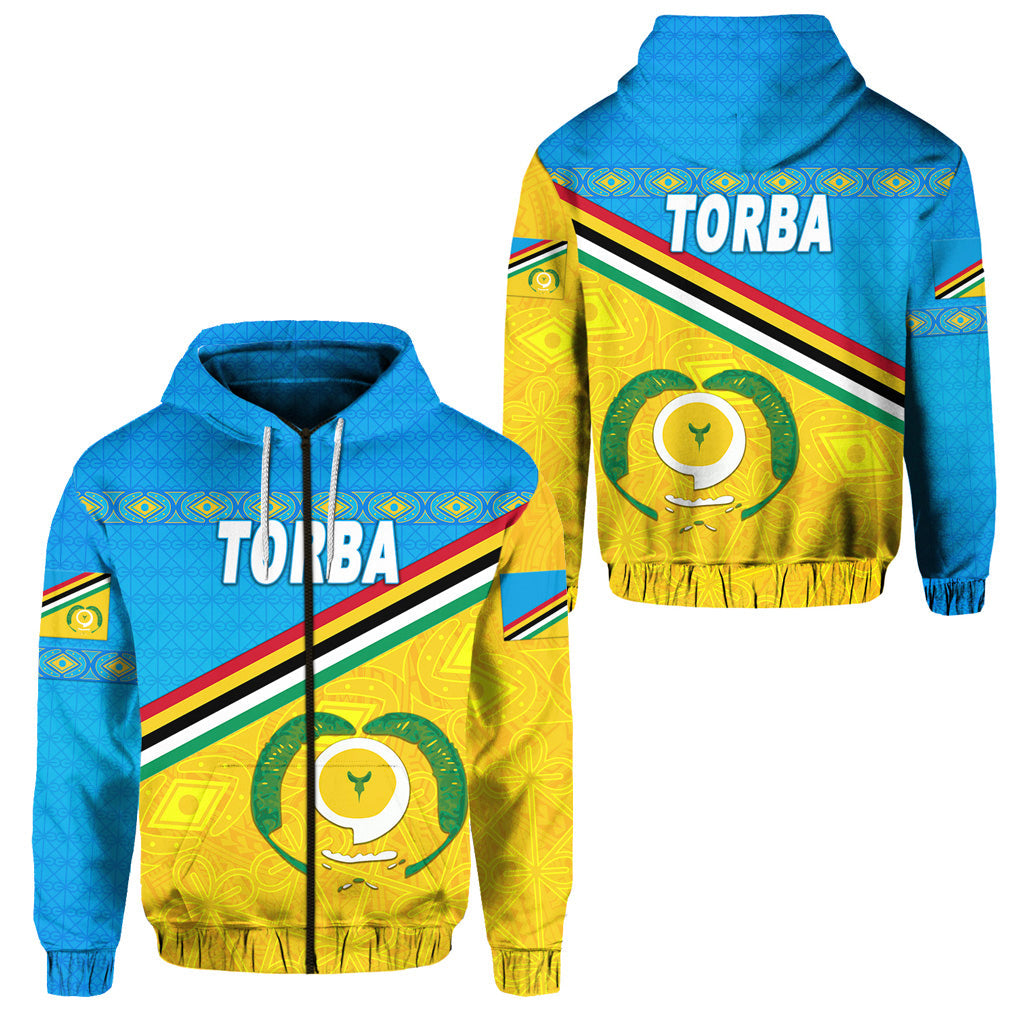 Torba Province Zip Hoodie Vanuatu Pattern Unique Style