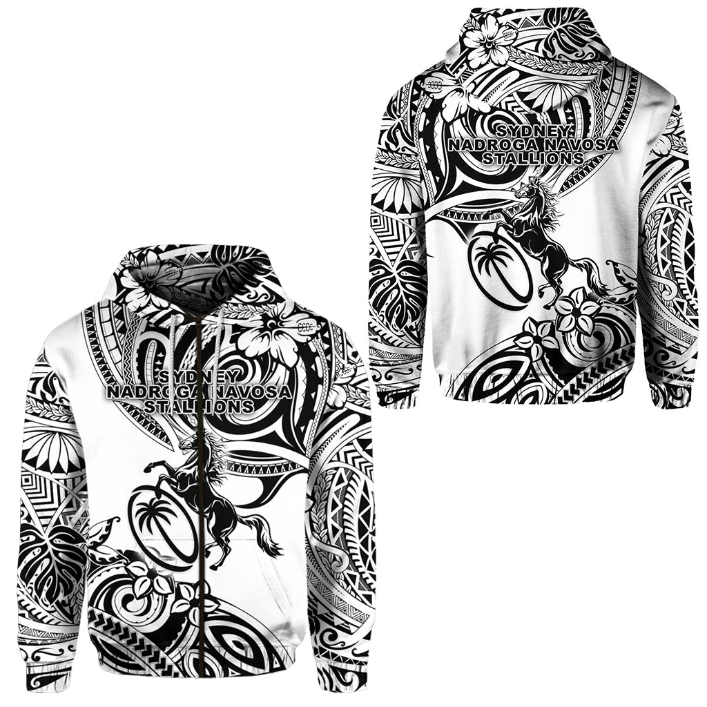 Fiji Rugby Zip Hoodie Sydney Nadroga Navosa Stallions Unique Vibes White