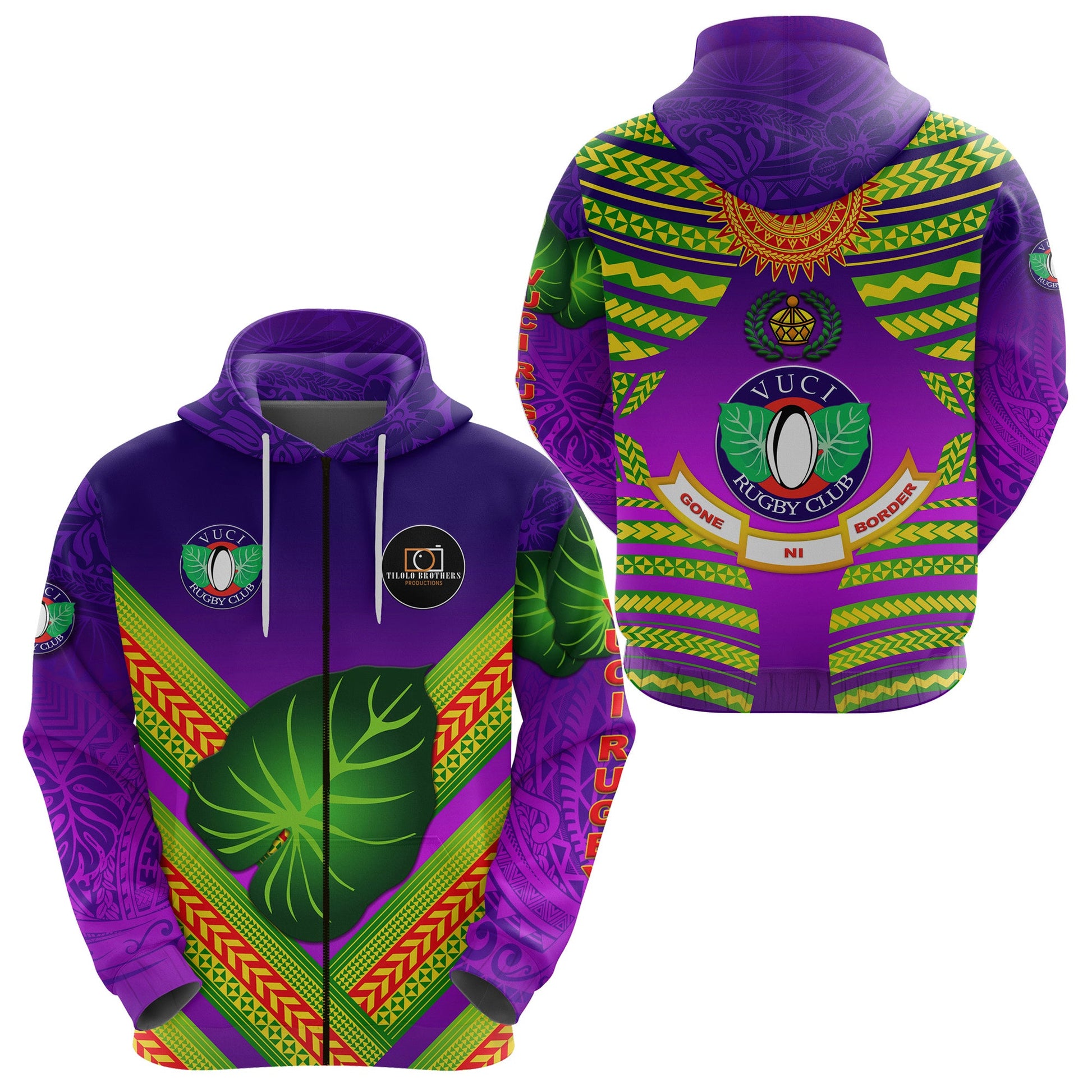 Fiji Vuci Rugby Club Zip Hoodie Creative Style Purple