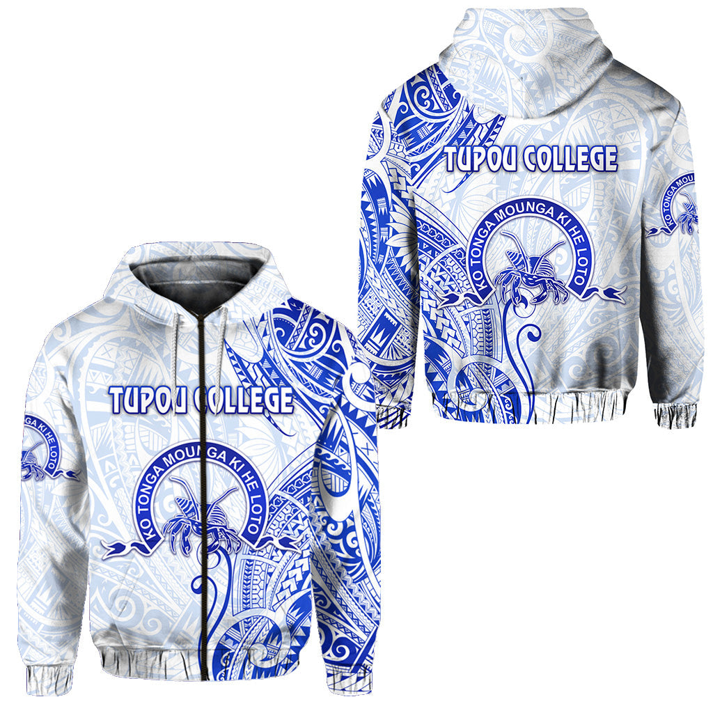 Tonga Tupou College Zip Hoodie Simple Vibes White