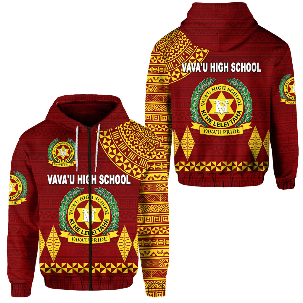 Tonga Vava'u High School Zip Hoodie Simple Style Maroon