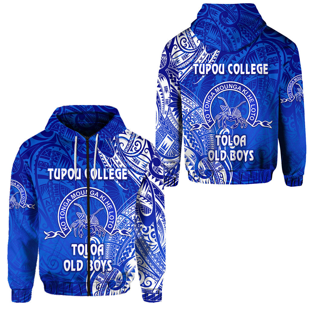 Tonga Tupou College Zip Hoodie Toloa Old Boys Simple Vibes Blue
