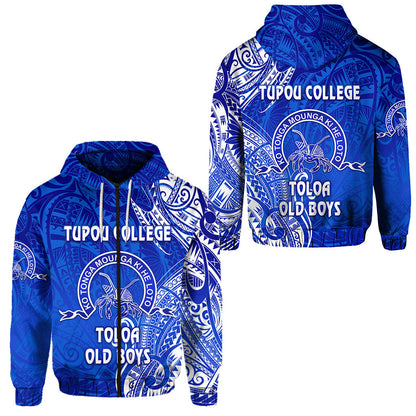 Tonga Tupou College Zip Hoodie Toloa Old Boys Simple Vibes Blue