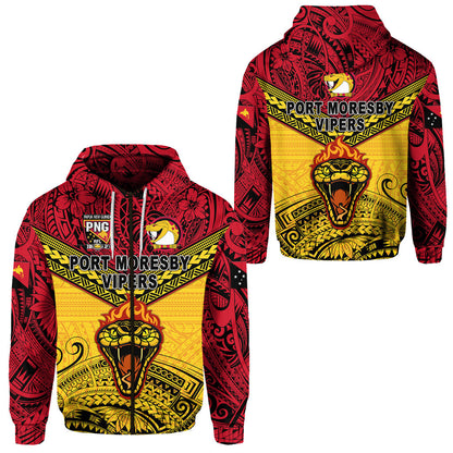 Papua New Guinea Port Moresby Vipers Zip Hoodie Rugby Original Style Red