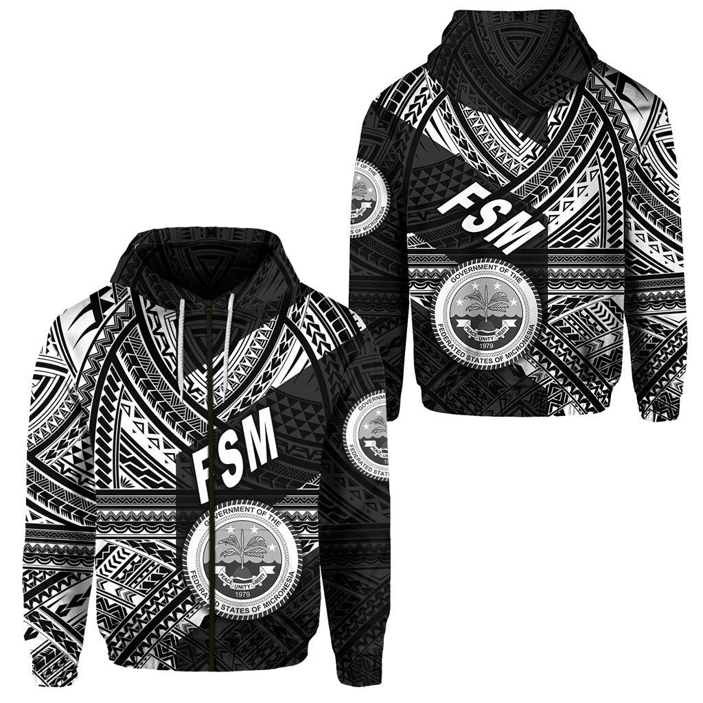 Federated States of Micronesia Zip Hoodie FSM Original Style Black