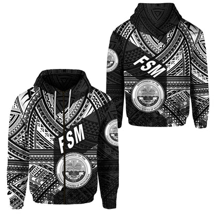 Federated States of Micronesia Zip Hoodie FSM Original Style Black