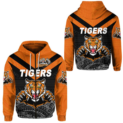 Papua New Guinea Lae Snax Tigers Zip Hoodie Rugby Original Style Black