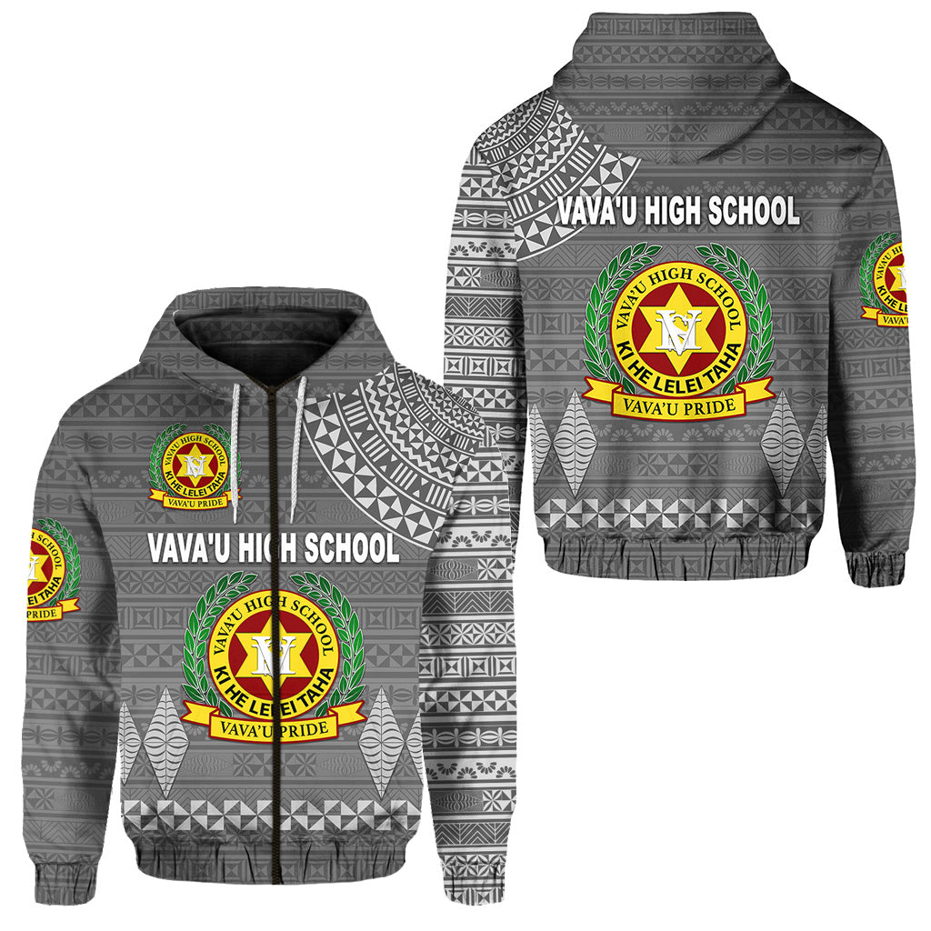 Tonga Vava'u High School Zip Hoodie Simple Style Full Grey
