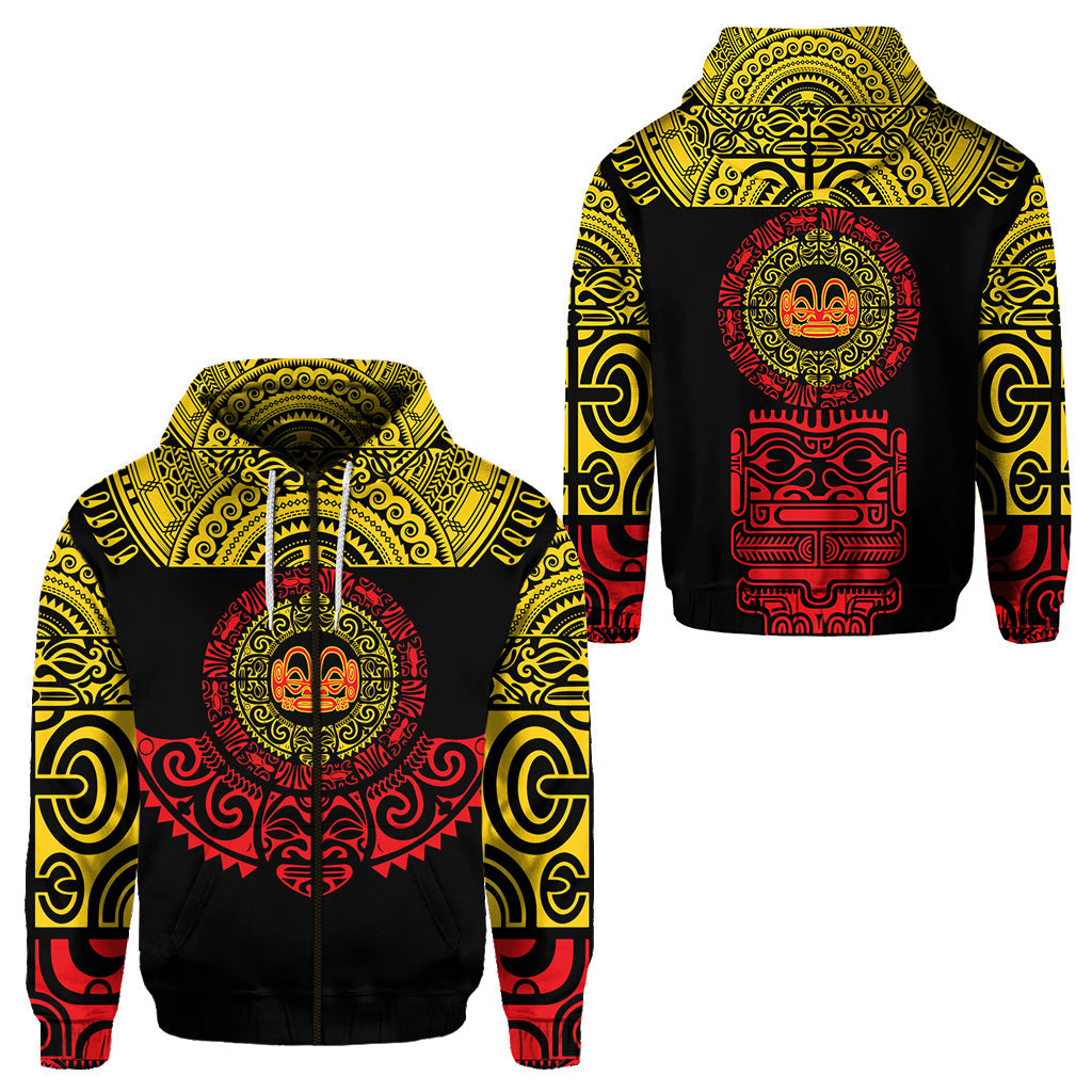 Marquesas Islands Zip Hoodie Marquesan Tattoo Simplified Version Yellow