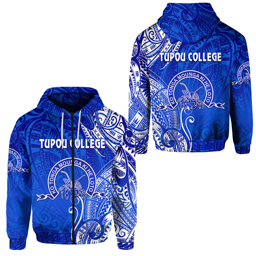 Tonga Tupou College Zip Hoodie Simple Vibes Blue