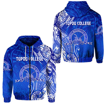 Tonga Tupou College Zip Hoodie Simple Vibes Blue