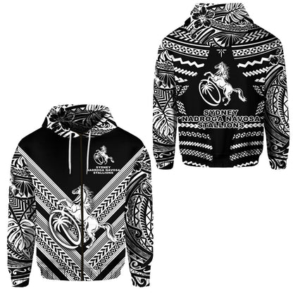 Fiji Rugby Zip Hoodie Sydney Nadroga Navosa Stallions Creative Style Black