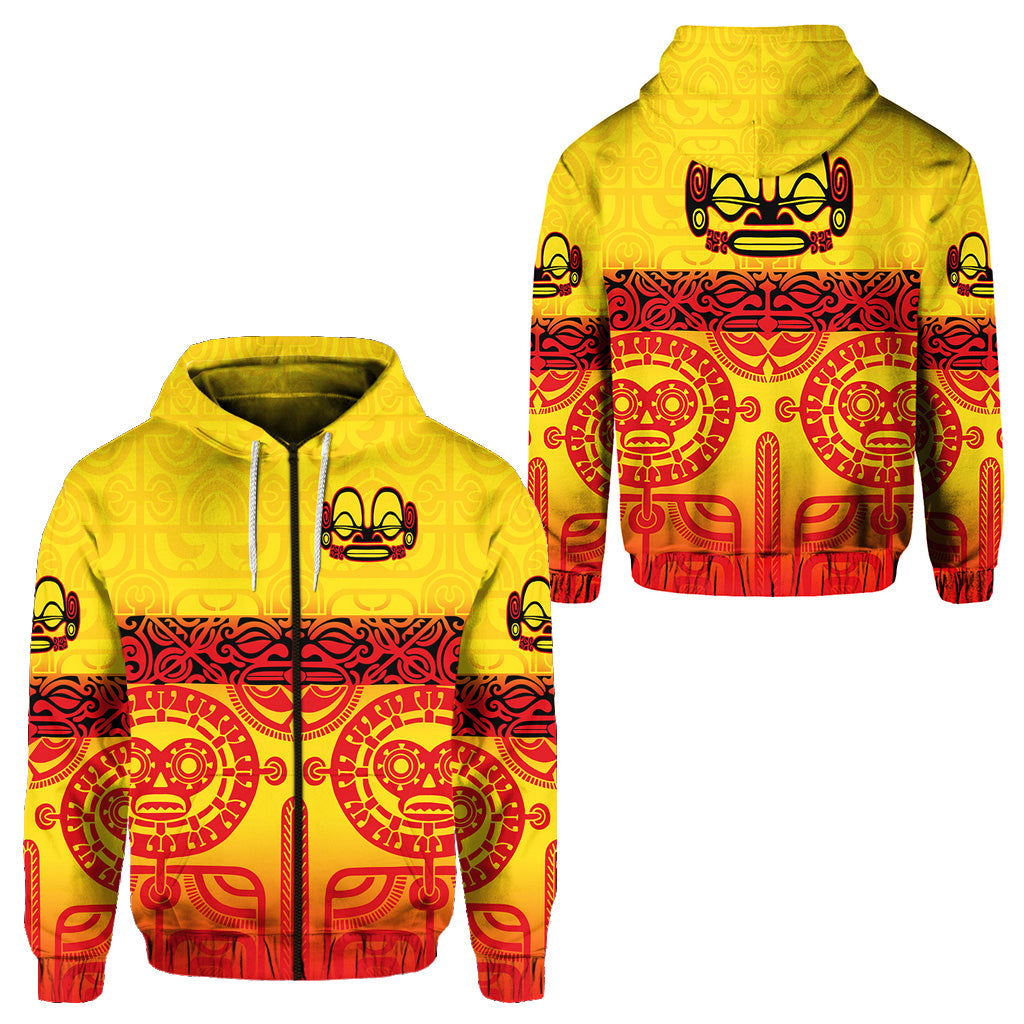 Marquesas Islands Zip Hoodie Marquesan Tattoo Special Style Gradient Yellow