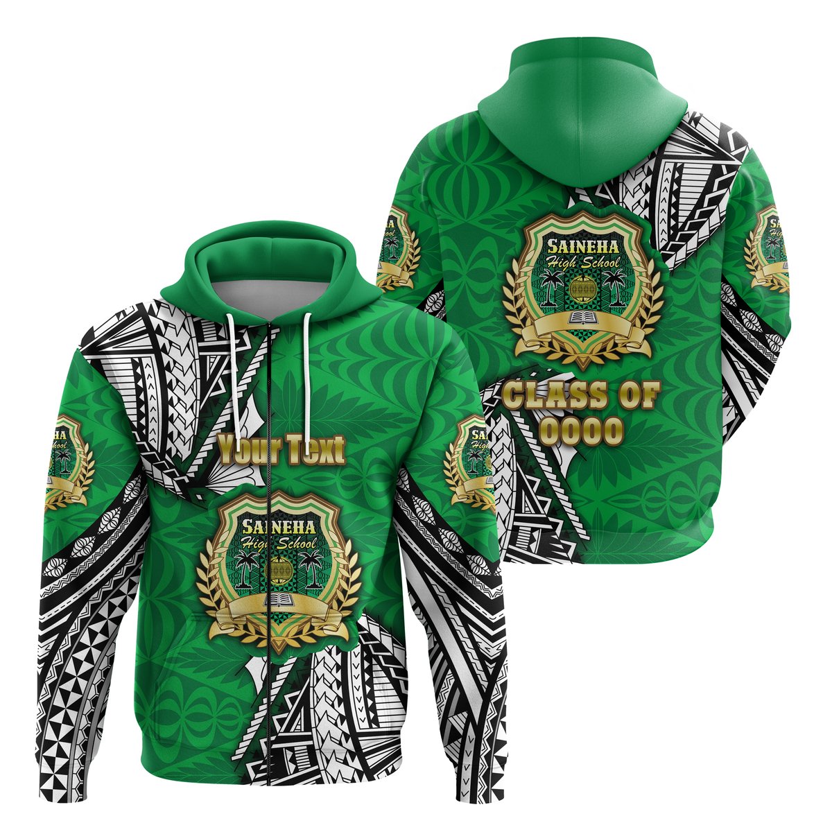 ( Personalised) Saineha Tonga Zip Hoodie Polynesian Style Class of