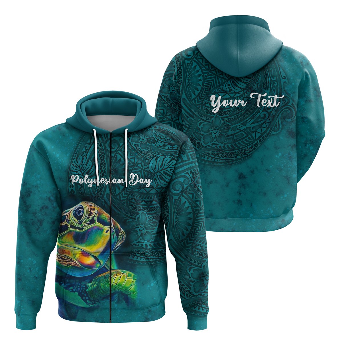( Personalised) Polynesian Day Zip Hoodie Ocean Style