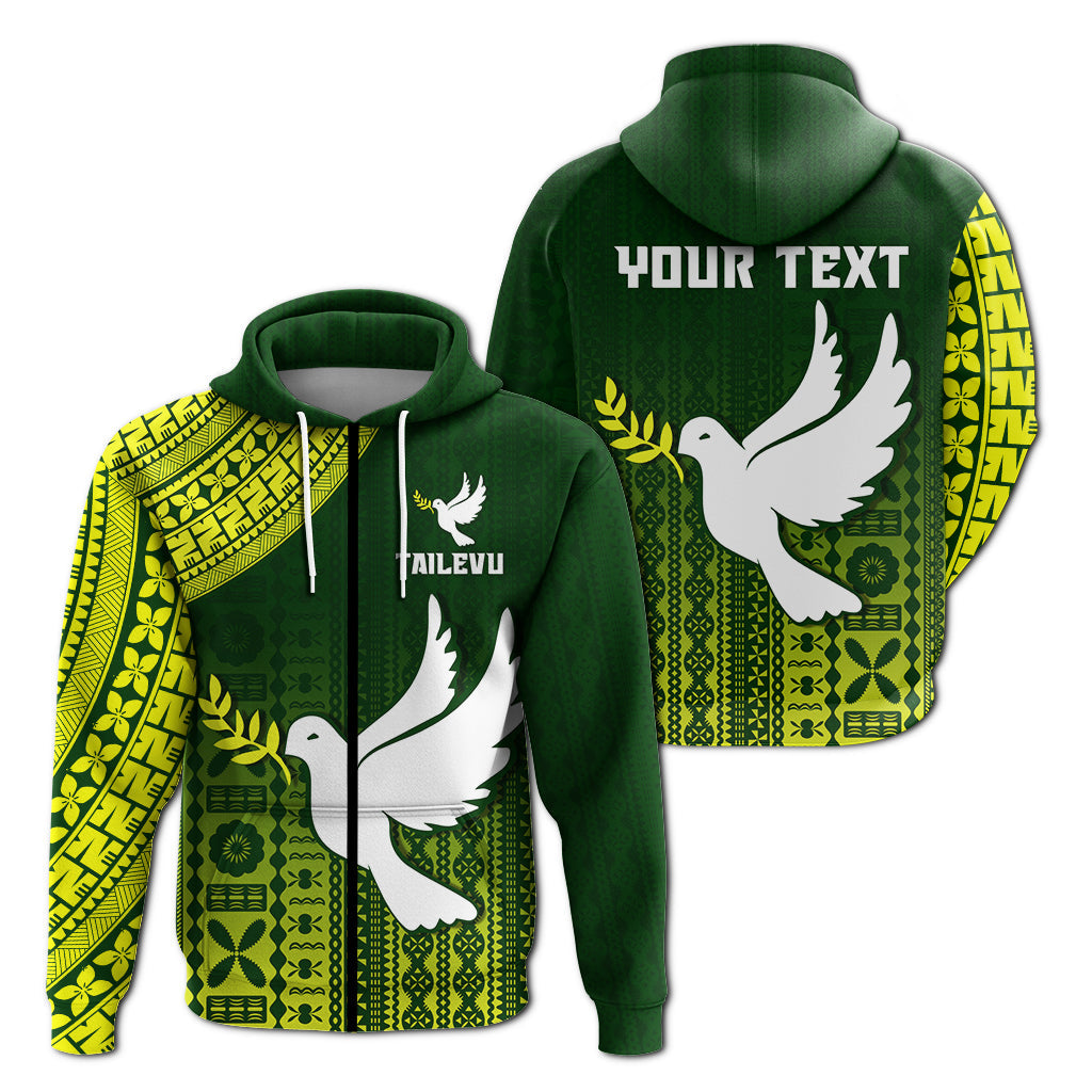 ( Personalised) Tailevu Rugby Fiji Zip Hoodie Go Green