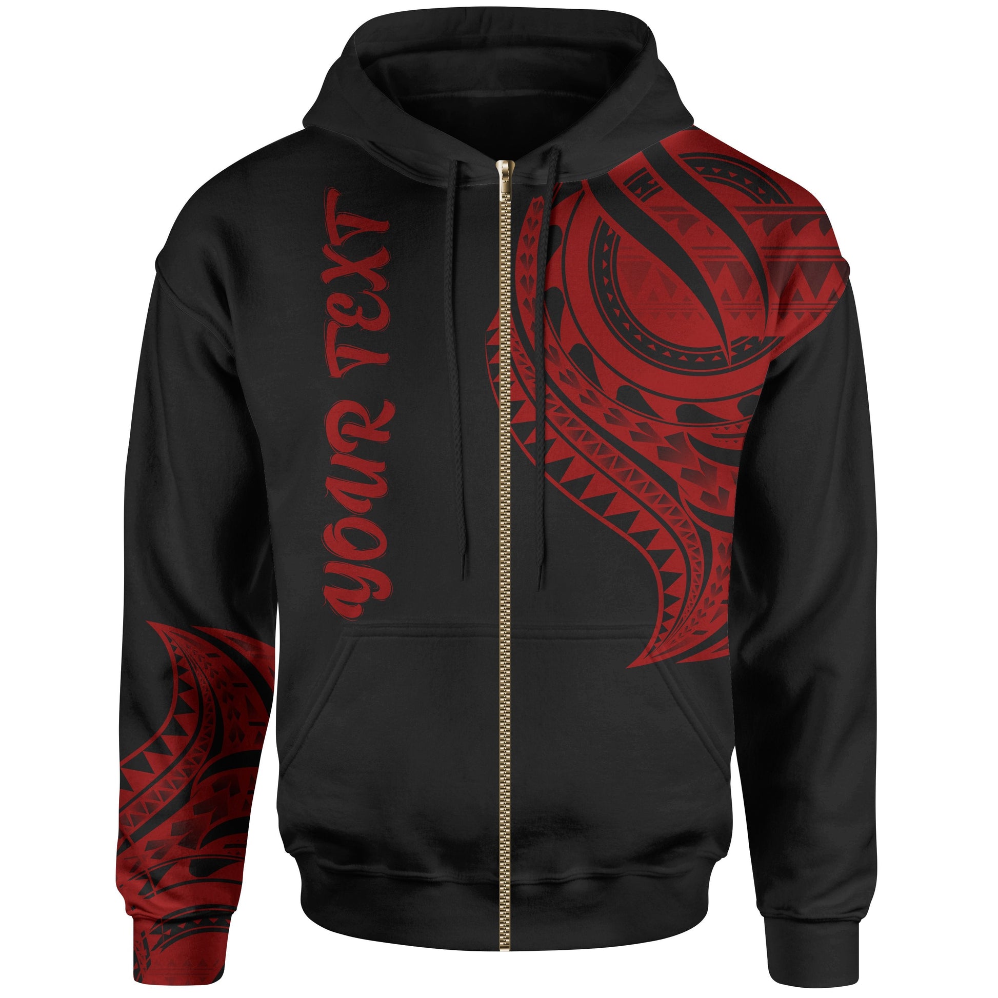 Solomon Islands Zip Hoodie Solomon Islands Tatau Red Patterns