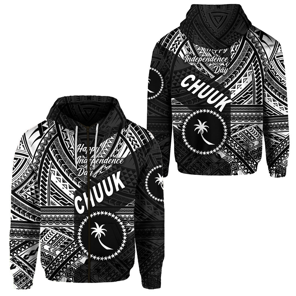 FSM Chuuk Zip Hoodie Happy Independence Day Original Vibes Black
