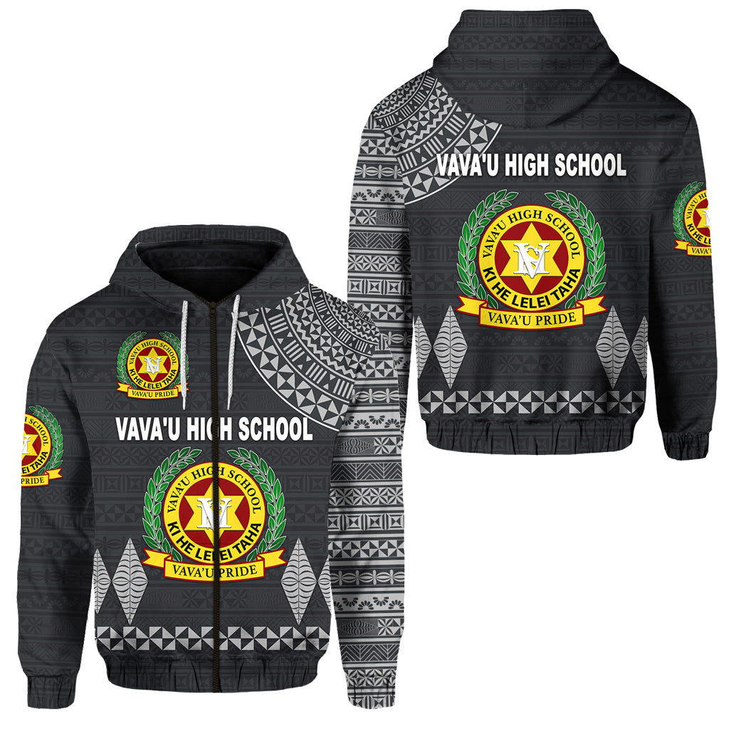 Tonga Vava'u High School Zip Hoodie Simple Style Dark Grey