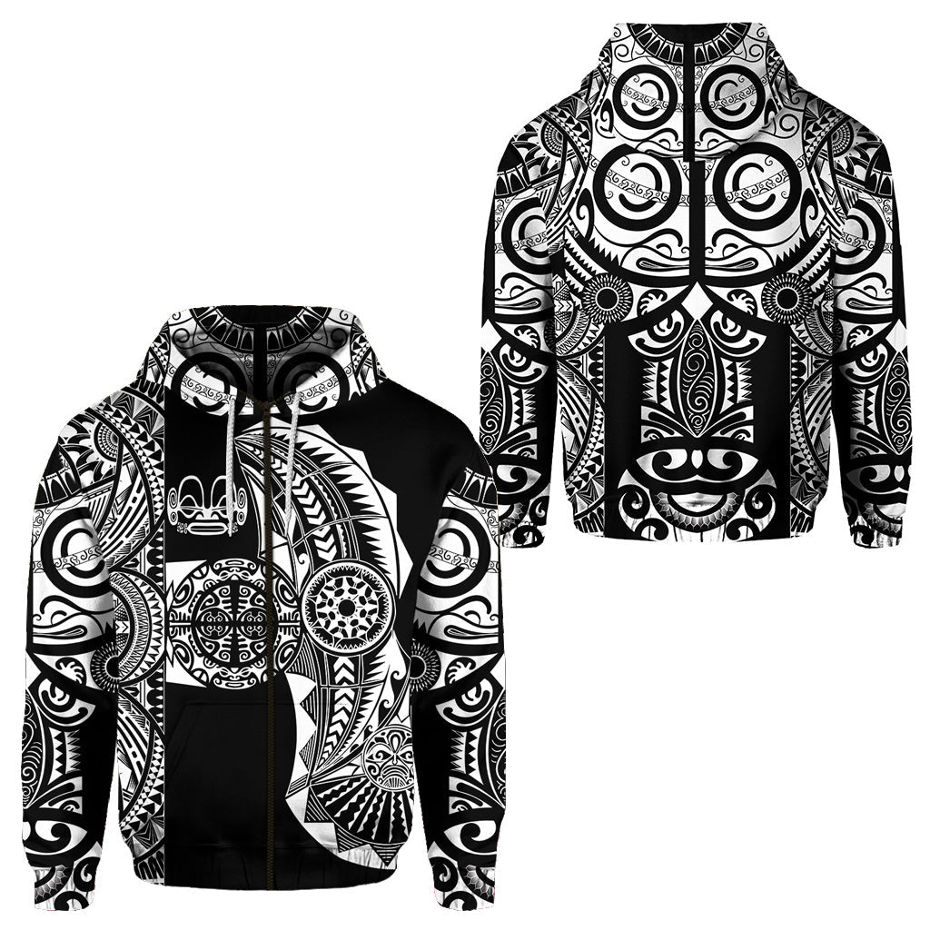 Marquesas Islands Zip Hoodie Marquesan Tattoo Original Style Black