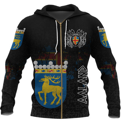 Custom Viking Ireland Flag and Map Zip Hoodie style Viking Geri and Freki RLT12